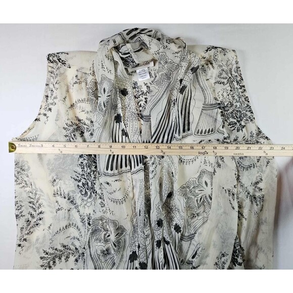 Coldwater Creek Boho Ivory & Black Floral Oversized Duster Vest - Picture 5 of 8